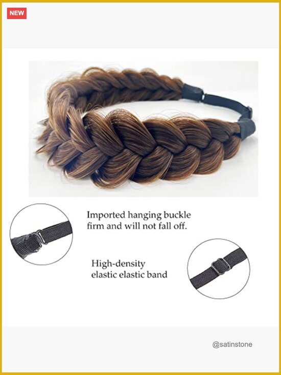 Synthetic Hair Braided Headband Classic Wide Strands Fluffy Braids Wig Band main image 4